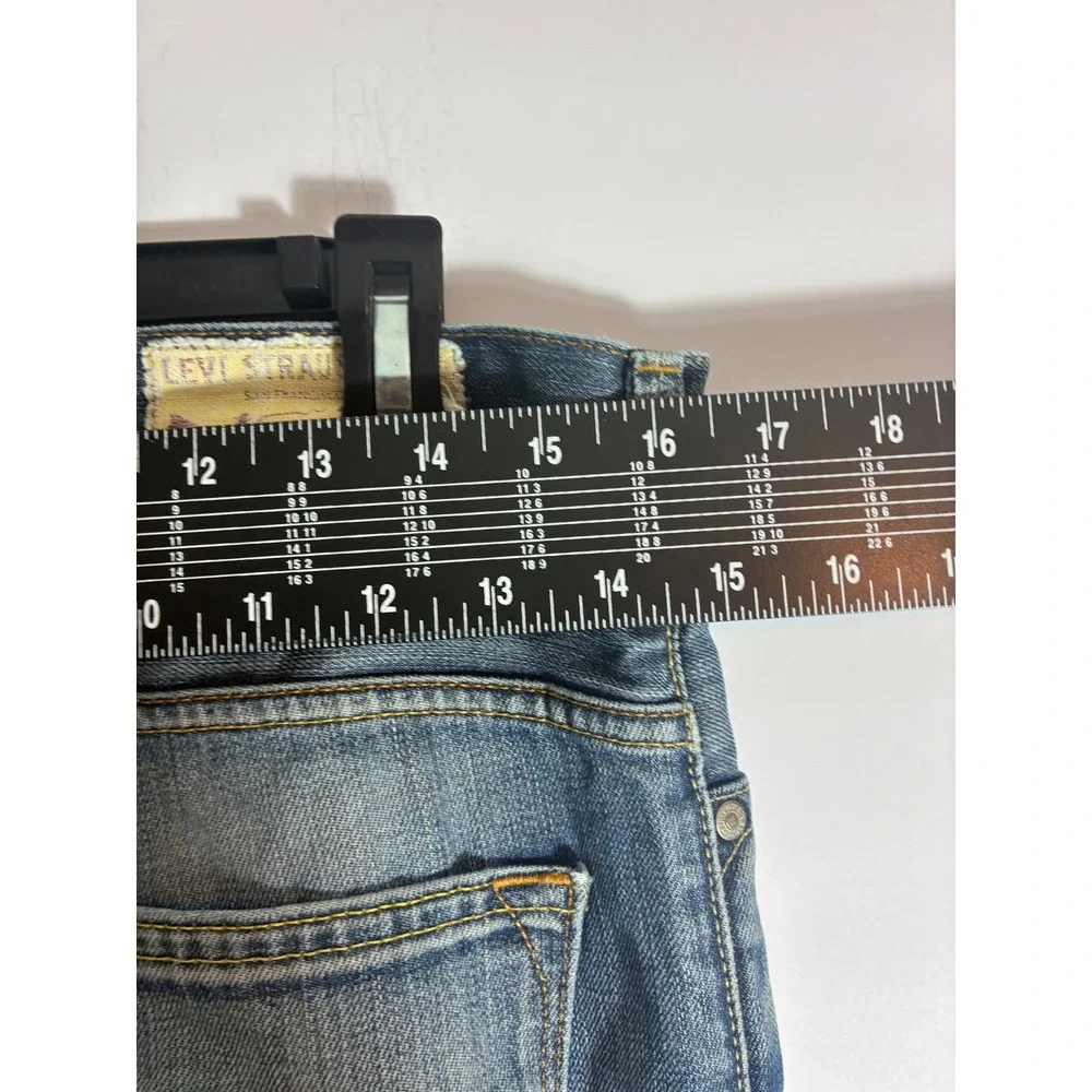 Levis 506 Standard Straight Leg Jeans Blue Faded Distressed Grunge Mens 33x31